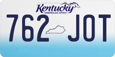 KY license plate 762JOT