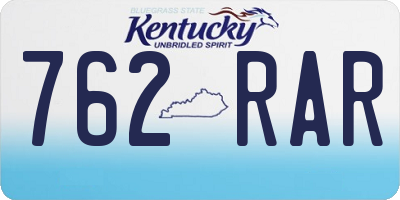 KY license plate 762RAR
