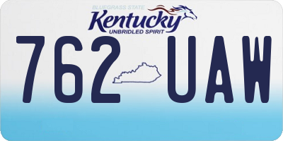 KY license plate 762UAW