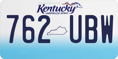 KY license plate 762UBW