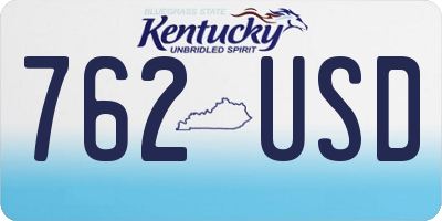 KY license plate 762USD