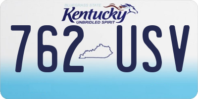 KY license plate 762USV