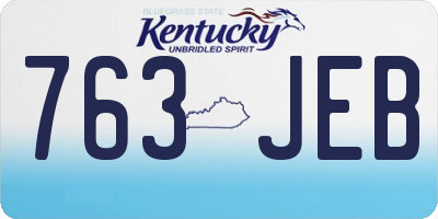 KY license plate 763JEB