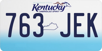KY license plate 763JEK