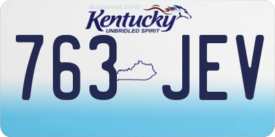 KY license plate 763JEV