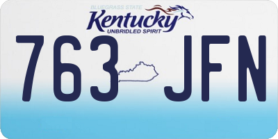 KY license plate 763JFN
