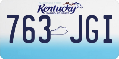 KY license plate 763JGI