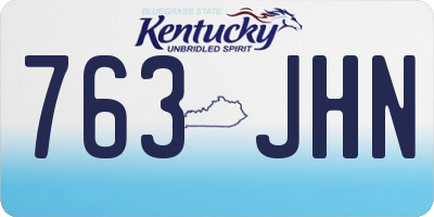 KY license plate 763JHN