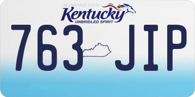 KY license plate 763JIP