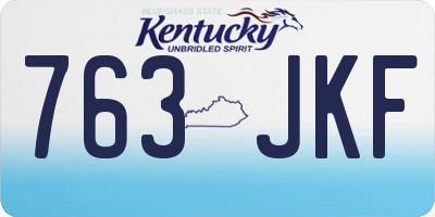 KY license plate 763JKF