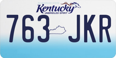 KY license plate 763JKR
