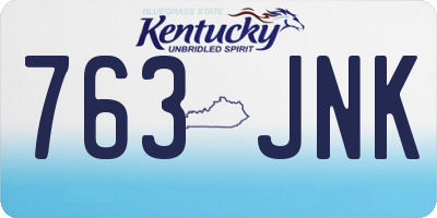 KY license plate 763JNK