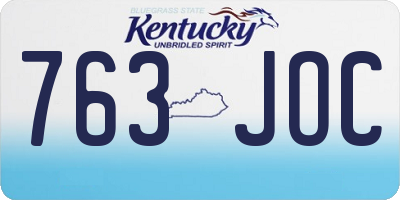 KY license plate 763JOC