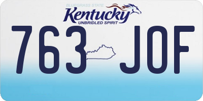 KY license plate 763JOF