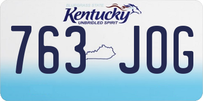 KY license plate 763JOG