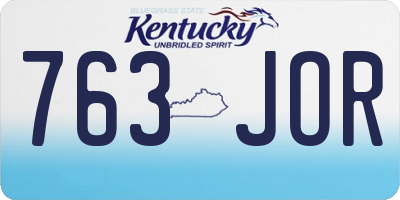 KY license plate 763JOR