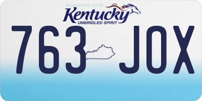 KY license plate 763JOX