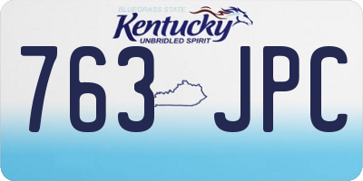 KY license plate 763JPC
