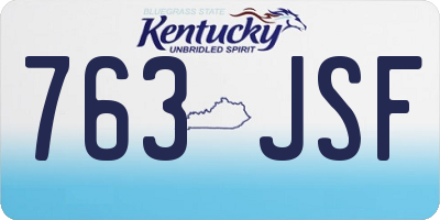 KY license plate 763JSF