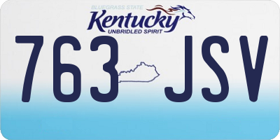 KY license plate 763JSV