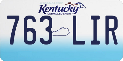 KY license plate 763LIR