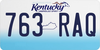 KY license plate 763RAQ