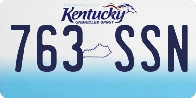 KY license plate 763SSN