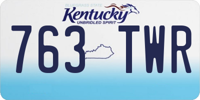 KY license plate 763TWR