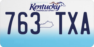 KY license plate 763TXA