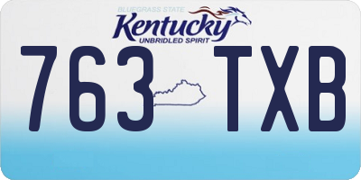 KY license plate 763TXB