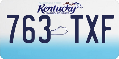 KY license plate 763TXF
