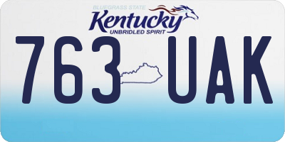 KY license plate 763UAK