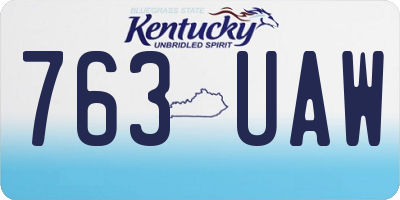 KY license plate 763UAW