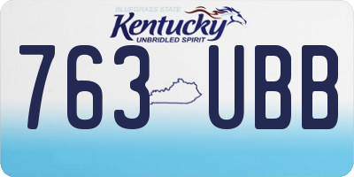 KY license plate 763UBB