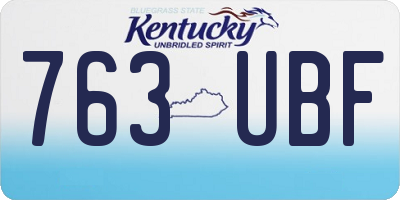 KY license plate 763UBF