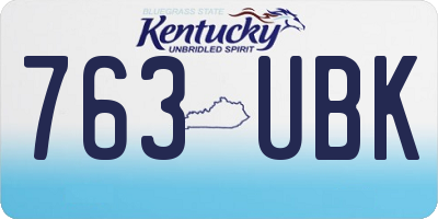 KY license plate 763UBK