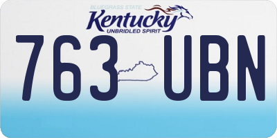 KY license plate 763UBN
