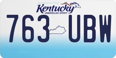 KY license plate 763UBW