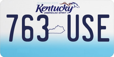 KY license plate 763USE
