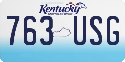 KY license plate 763USG