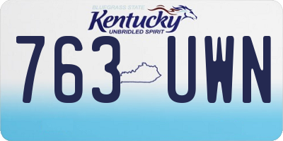 KY license plate 763UWN