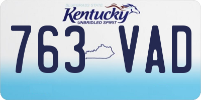 KY license plate 763VAD