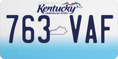KY license plate 763VAF