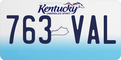 KY license plate 763VAL