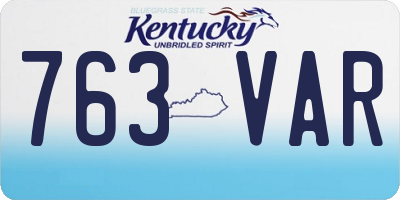 KY license plate 763VAR