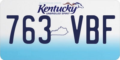 KY license plate 763VBF
