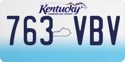 KY license plate 763VBV