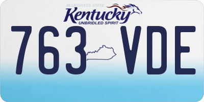 KY license plate 763VDE