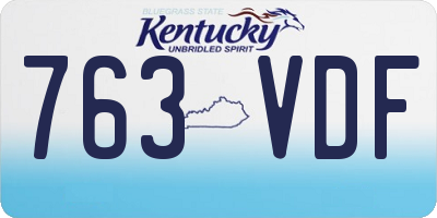 KY license plate 763VDF
