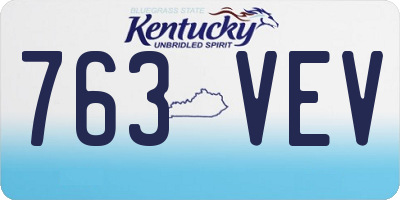KY license plate 763VEV